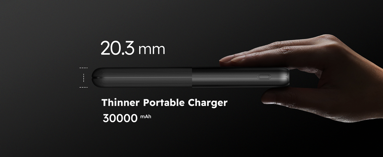 Power Bank VRURC 30000mAh 22.5W з 4 виходами та 3 входами: зарядний пристрій для iPhone, Huawei, планшетів (чорний)