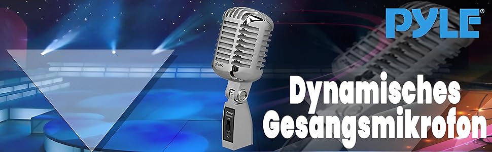 Мікрофон Pyle - класичний ретро-стиль, для вокалу та студійних записів, з XLR кабелем 4.88м, срібний