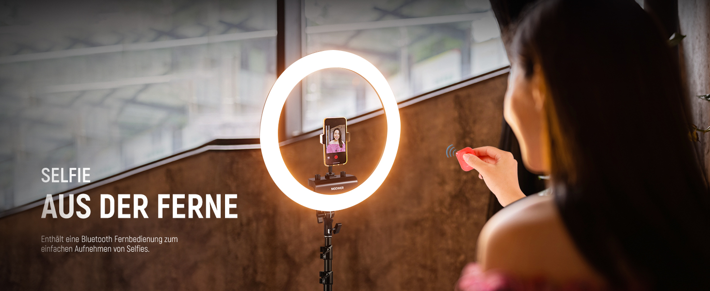 NEEWER Комплект кільцевого світла для фото та відео: 48 см, 52 Вт, регульоване LED світло, штатив, Bluetooth, для смартфона, YouTube, селфі (RP18B Pro)