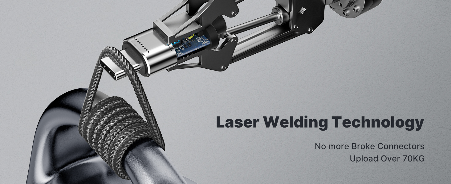 Кабель USB-C на USB-C 2 шт. 100W, 2м, сірий. Підтримка PD, швидка зарядка, нейлон. Сумісний з iPhone, Samsung, iPad, MacBook, Pixel, Switch