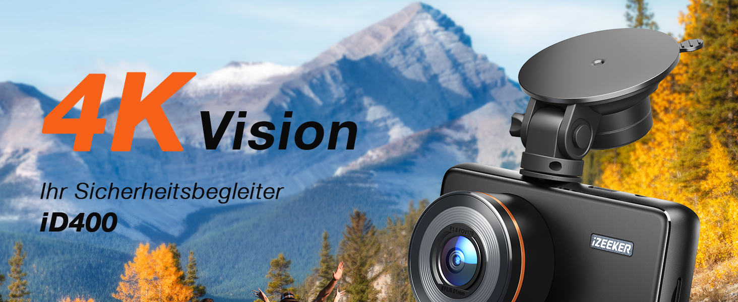 iZEEKER 4K відеореєстратор для авто, 2160P WiFi, 32GB карта, нічне бачення, Loop-запис, G-сенсор, 24h паркінг, WDR