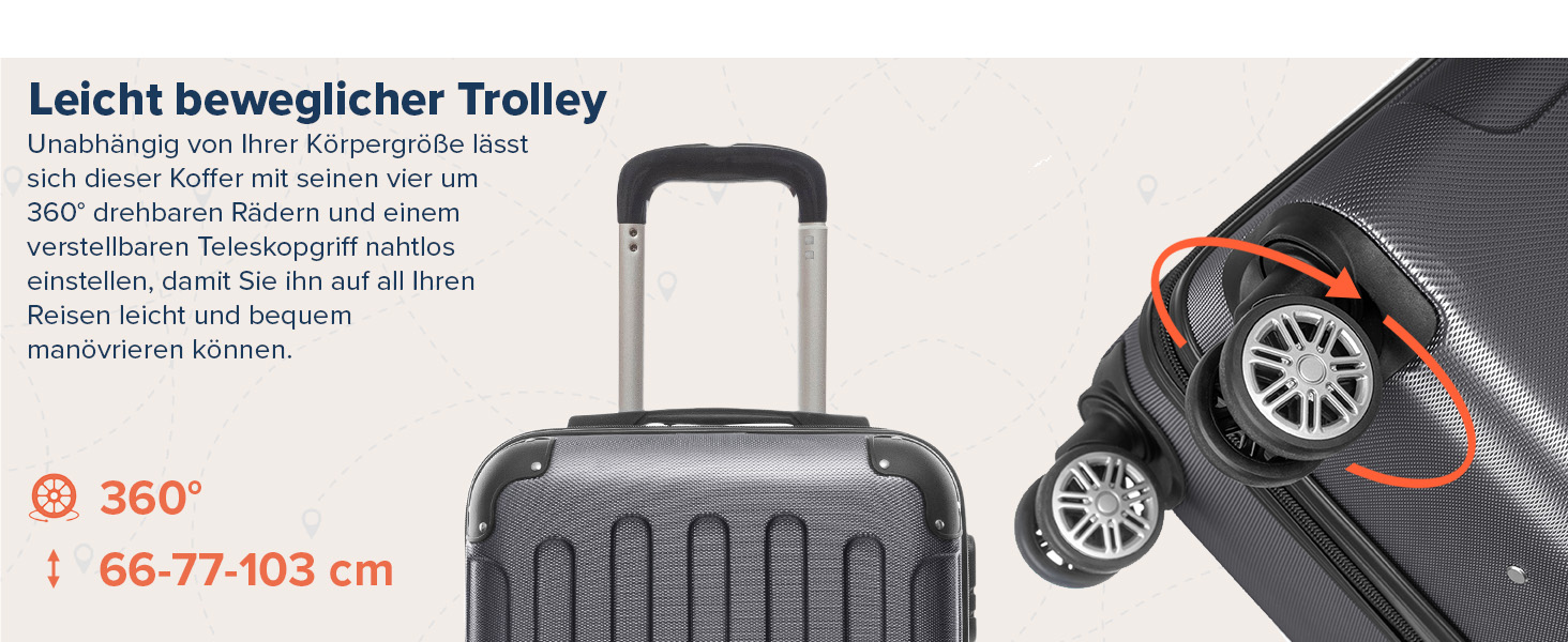 Валіза ручної поклажі TRVLMORE 54x36x20 см - жорсткий корпус, з колесами, сірий (колекція 3 шт.)