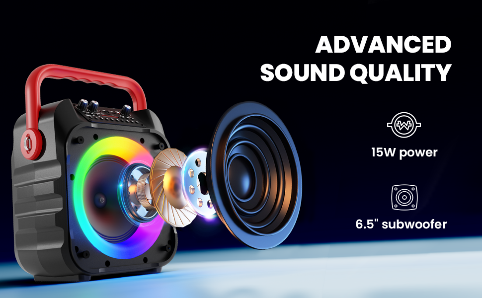 Wowstar Караоке Машина з 2 Бездротові Мікрофони, Портативна Bluetooth Колонка з Світловим Ефектом, Підтримка TF/USB, FM, Запис, AUX, TWS для Вечірок, Дня Народження (Червона)