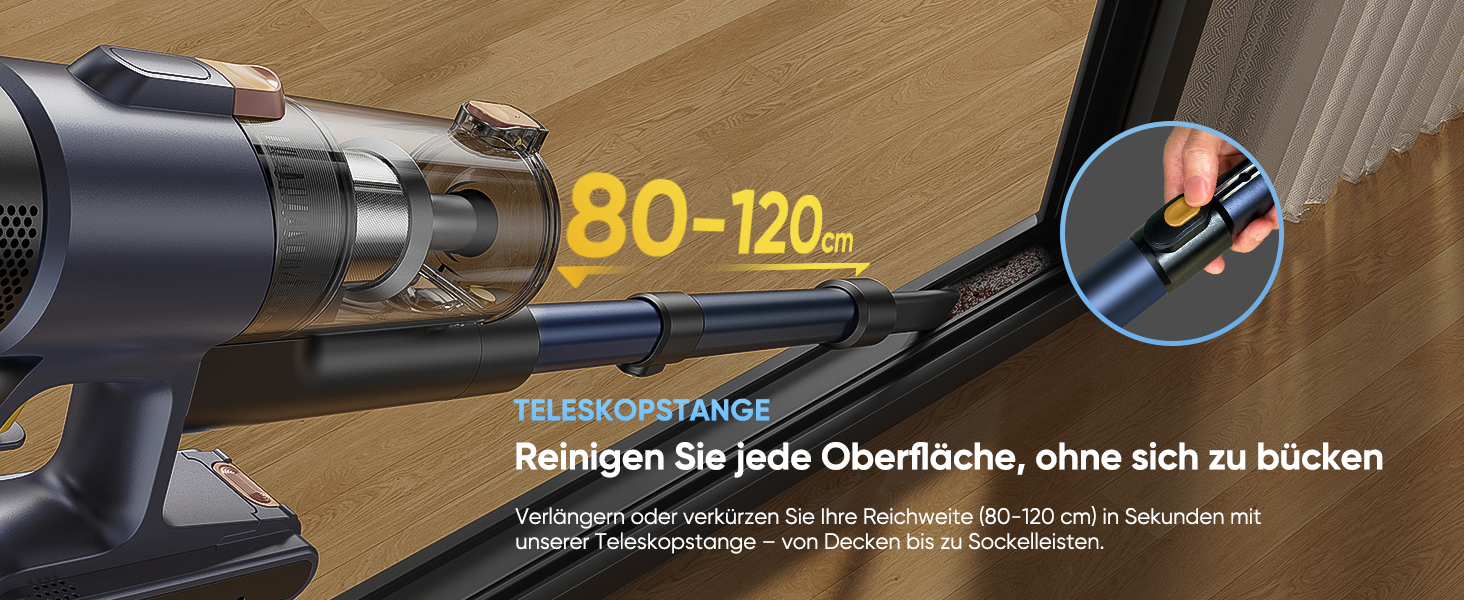 Бездротовий пилосос Vexilar V12 Akku: 50 хв роботи, 50 kPa, 450W, антизаплутування, легкий, безщітковий мотор, для твердих поверхонь, килимів, шерсті тварин, синій