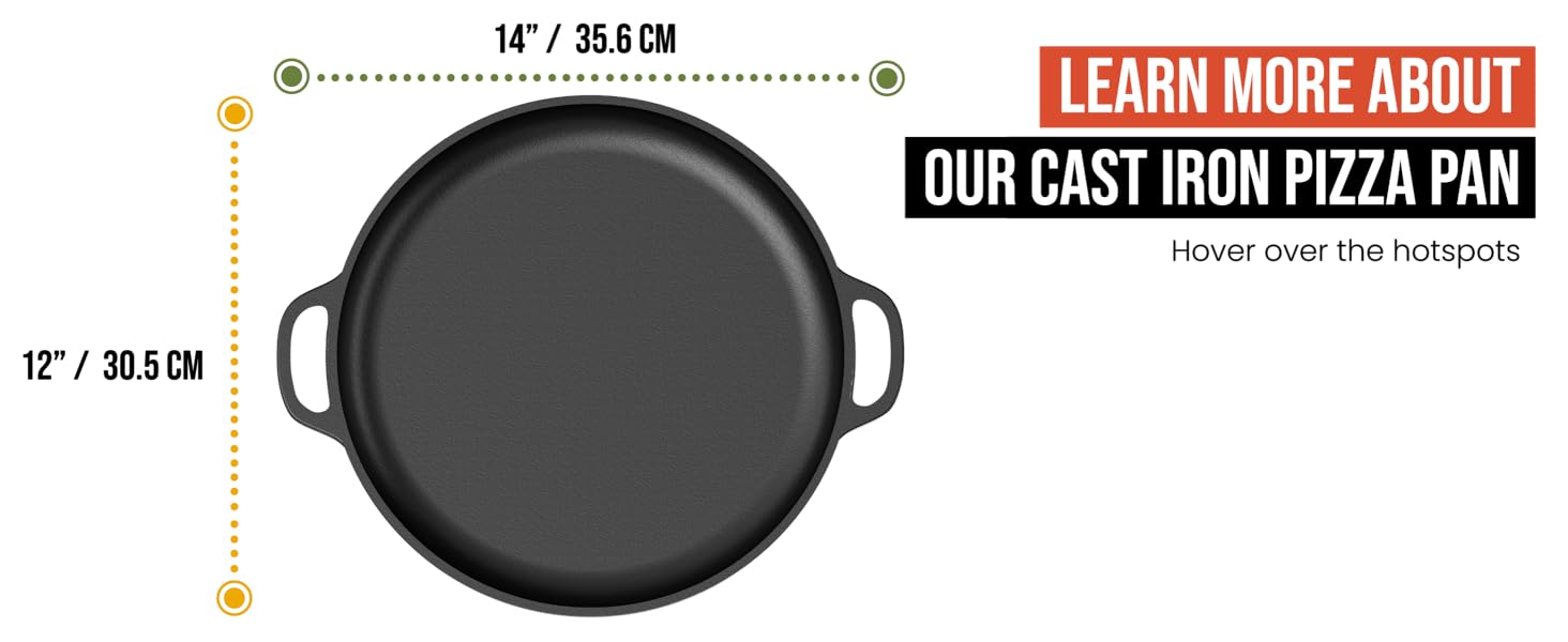 Chef Pomodoro Cast Iron Grill Pan – Cast Iron Grill Pan for Stove, Grill, Oven & Campfire – Cast Iron Pan - Pizza Pan Baking Sheet Round - Grill Plate Gas Grill - Cast Iron Pan for Gas Grill (30 cm)