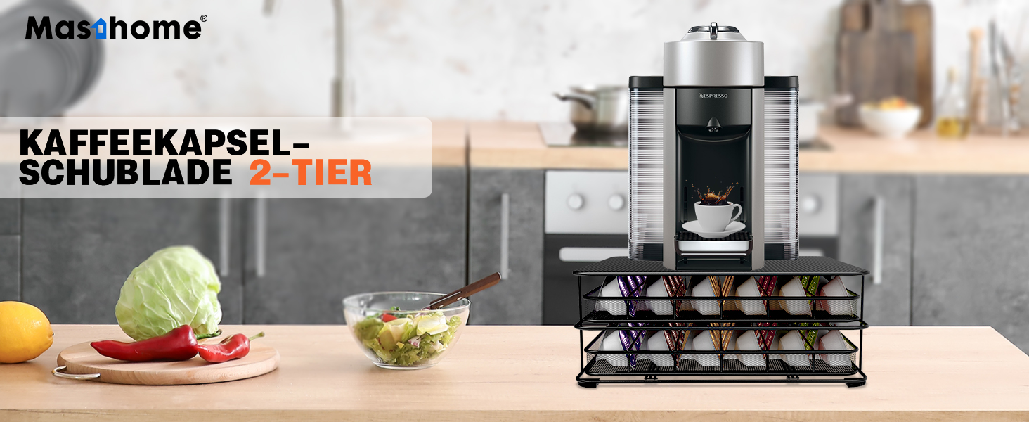 Підставка для капсул кави Masthome 3-ярусна для Dolce Gusto, 108 капсул, чорна