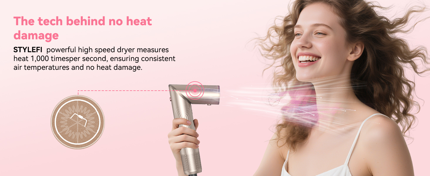 Набір для стайлінгу волосся 5 в 1 Atopskins Air Styler 1400W: іонний фен, вирівнювач, плойка Auto-Wrap та круглі щітки для об'єму та гладкості, Gold
