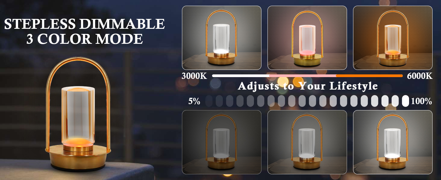 Світлодіодна настільна лампа з димером, акумуляторна, бездротова, сенсорна, 3 режими світла, кришталева, портативна, USB-C зарядка (Срібло)