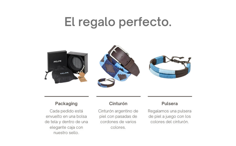 Аргентинський шкіряний ремінь з шнуром та шкіряним браслетом. Вишитий шкіряний ремінь для чоловіків та жінок. Аргентинські ремені Polo, блакитні, 110