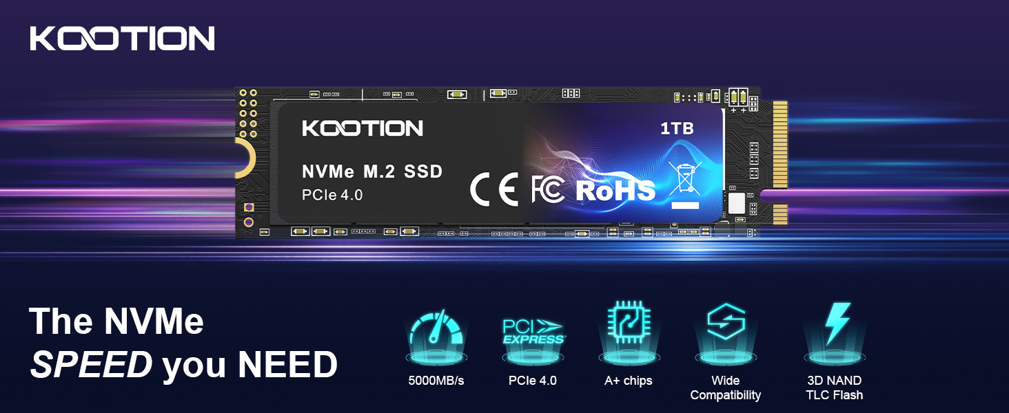 SSD KOOtion 1TB NVMe PCIe 4.0: Швидкий SSD для PS5, ігор та відеомонтажу