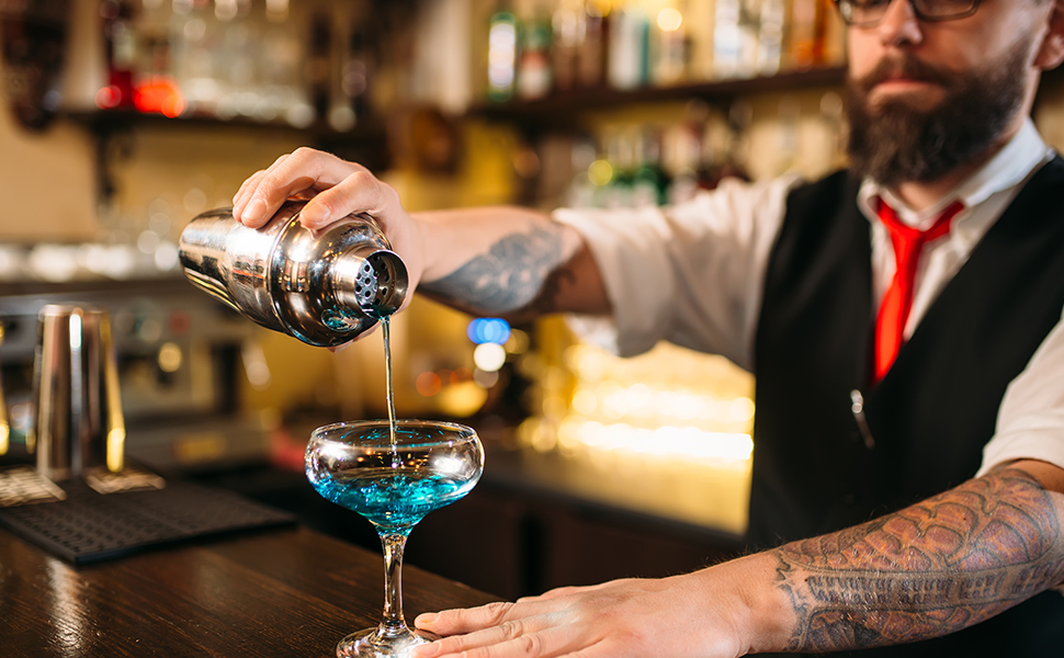 Набір для коктейлів 6 предметів з нержавіючої сталі, 750 мл, з рецептами - Барменський набір для дому, бару, вечірок