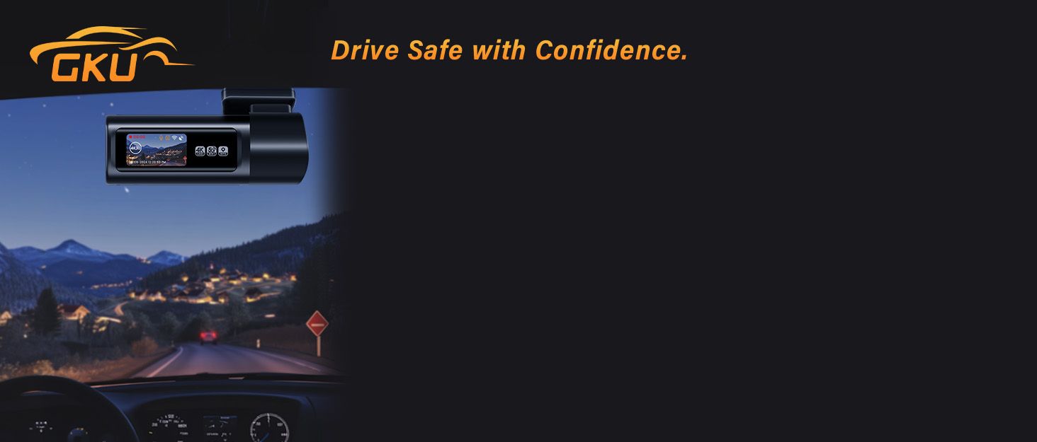 Відеореєстратор GKU 4K+2.5K з Wi-Fi 5GHz, GPS, Нічне Бачення STARVIS, IPS-дисплеєм 1.5', 24h парковка, 360° обертання, 64GB SD-карта, чорний