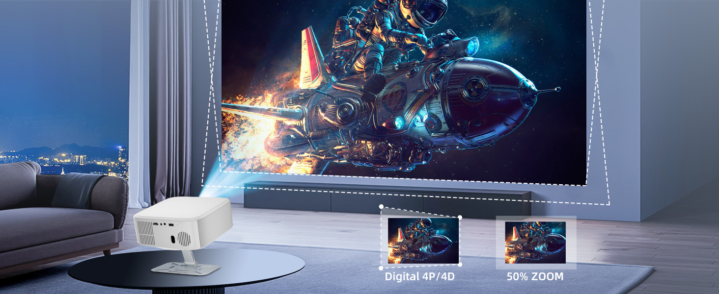 Проектор Salange P92Max ST: 4K, Android 13, WiFi, Bluetooth 5.2, Netflix, YouTube, Prime Video, Автофокус, Корекція траєкторії зображення