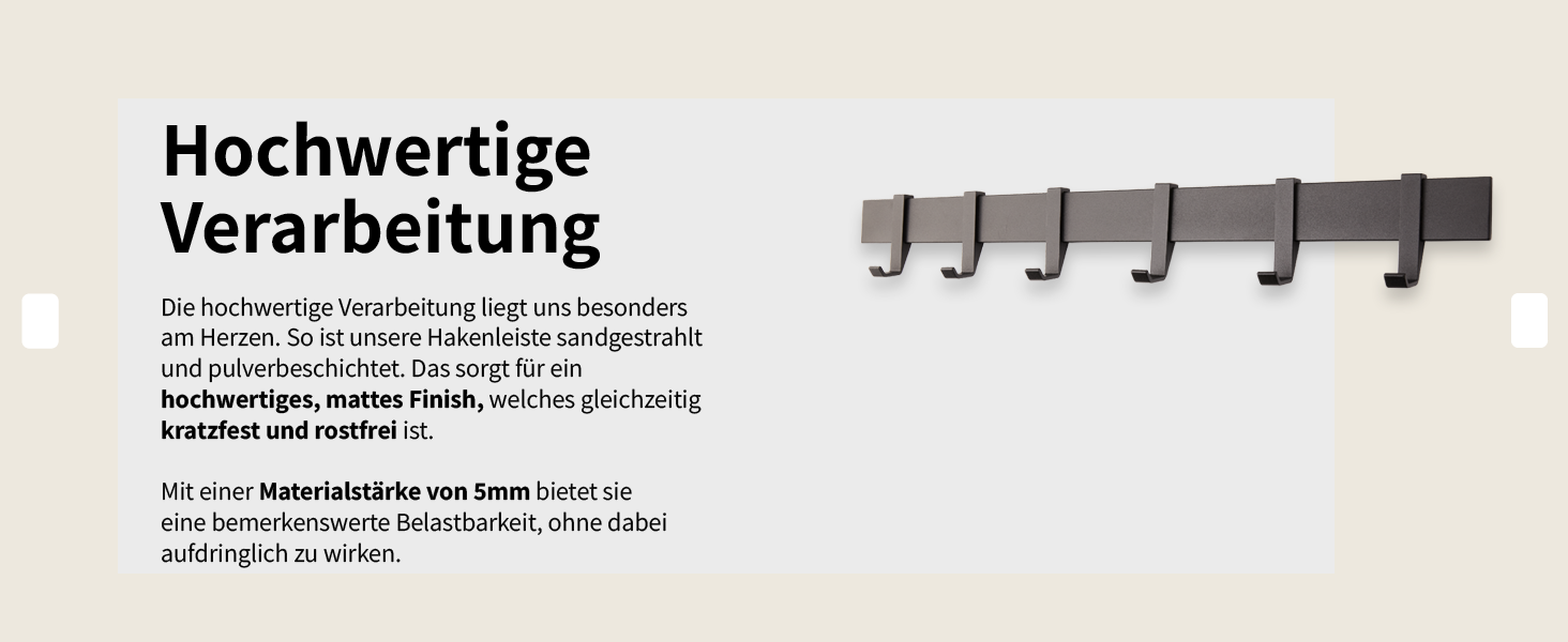 Настінна металева вішалка Designfabrik Hamburg, 58 см, з рухомими гачками, сучасний дизайн, матовий чорний колір