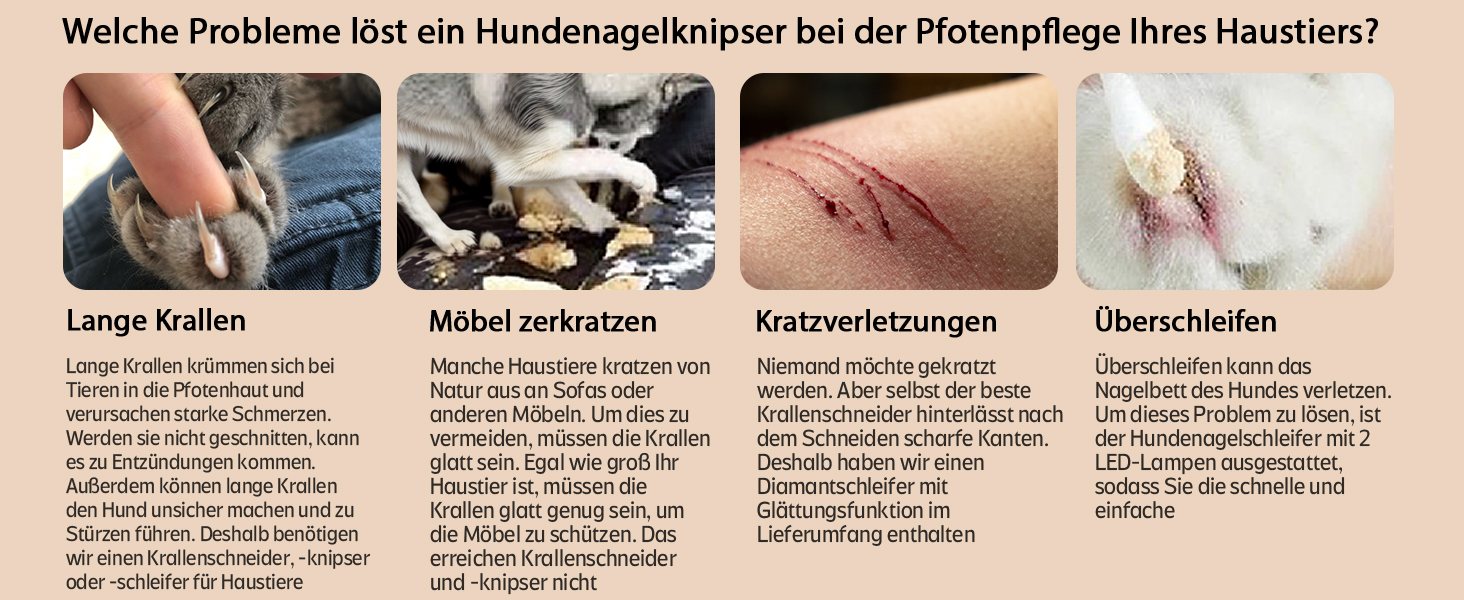 Електричний точилка для кігтів собак YABIFE, 3 швидкості, тиха, для собак та котів