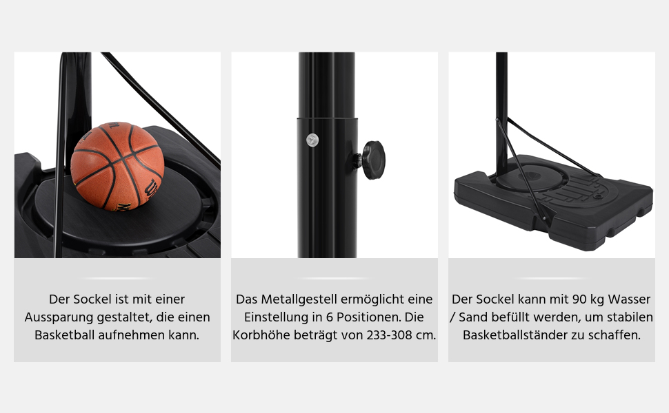 Yaheetech Adjustable Height Basketball Stand - Mobile Basketball System for Indoor/Outdoor Use - Water/Sand Fillable Hoop