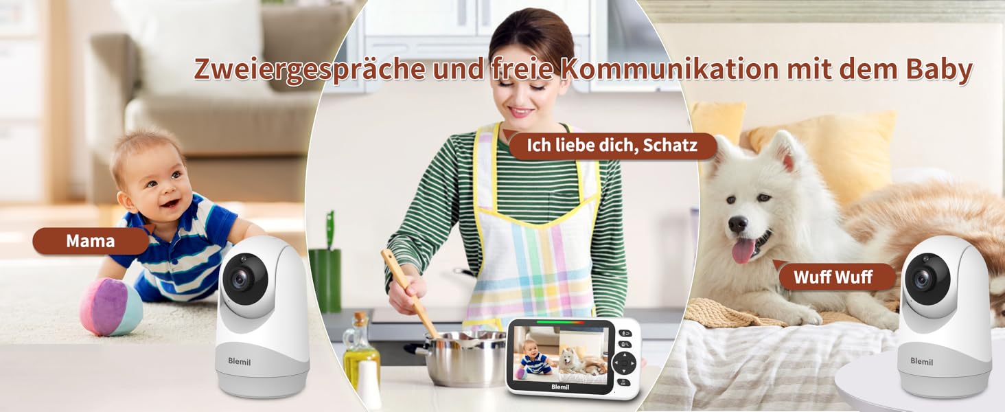 Дитячий відеомонітор з двома камерами, аудіо, акумулятор 30 годин, 5-дюймовий екран, віддалене керування (Pan/Tilt/Zoom), двосторонній зв'язок, датчик температури, нічне бачення