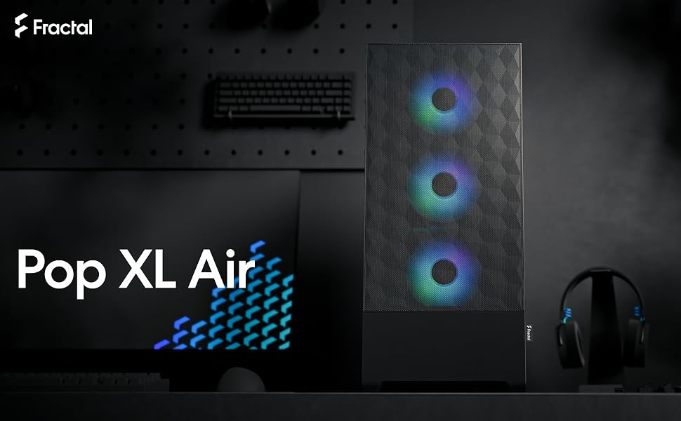 Корпус для ПК Fractal Design Pop Black з темперованим склом та сіткою Honeycomb Mesh - RGB, XL, для геймінгу