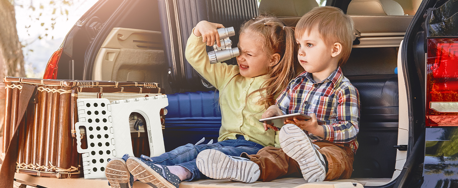 Складний табурет HOUSE DAY 27см чорний, 150кг, з антиковзними ніжками та ручкою, для кухні, ванної, дитячої кімнати, кемпінгу