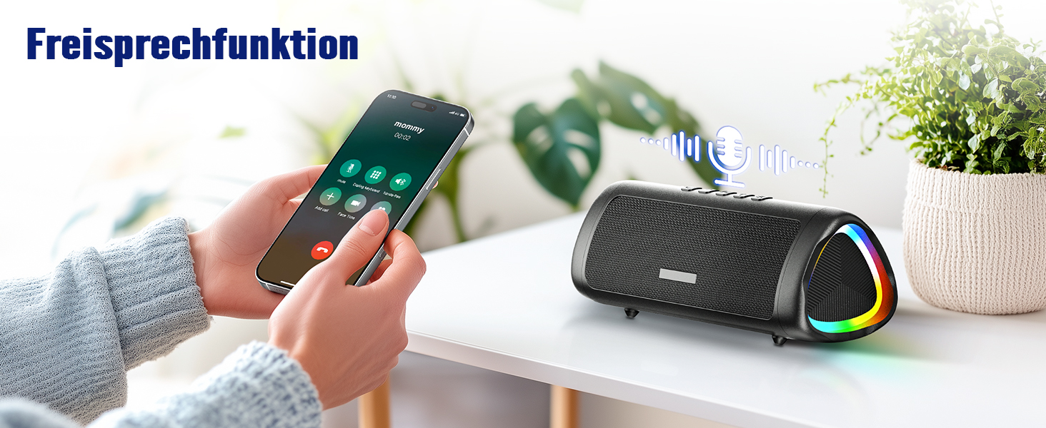 Портативна Bluetooth колонка UOHHBOE 30W з RGB підсвічуванням, TWS Stereo, водонепроникність IPX5, 24 години роботи, 30 метрів, функція гучного зв'язку, трикутна форма