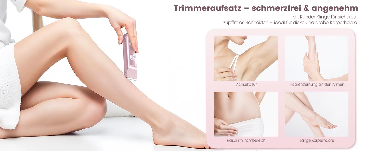 Епілятор для жінок 2-в-1 з тримером для бікіні, ніг, тіла. Вологостійкий, USB-C, рожеве золото