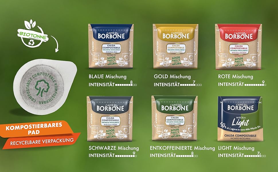 Кавові пади Caffè Borbone Rote Miscela (Червона суміш), ESE 44 мм, біорозкладні, 150 шт