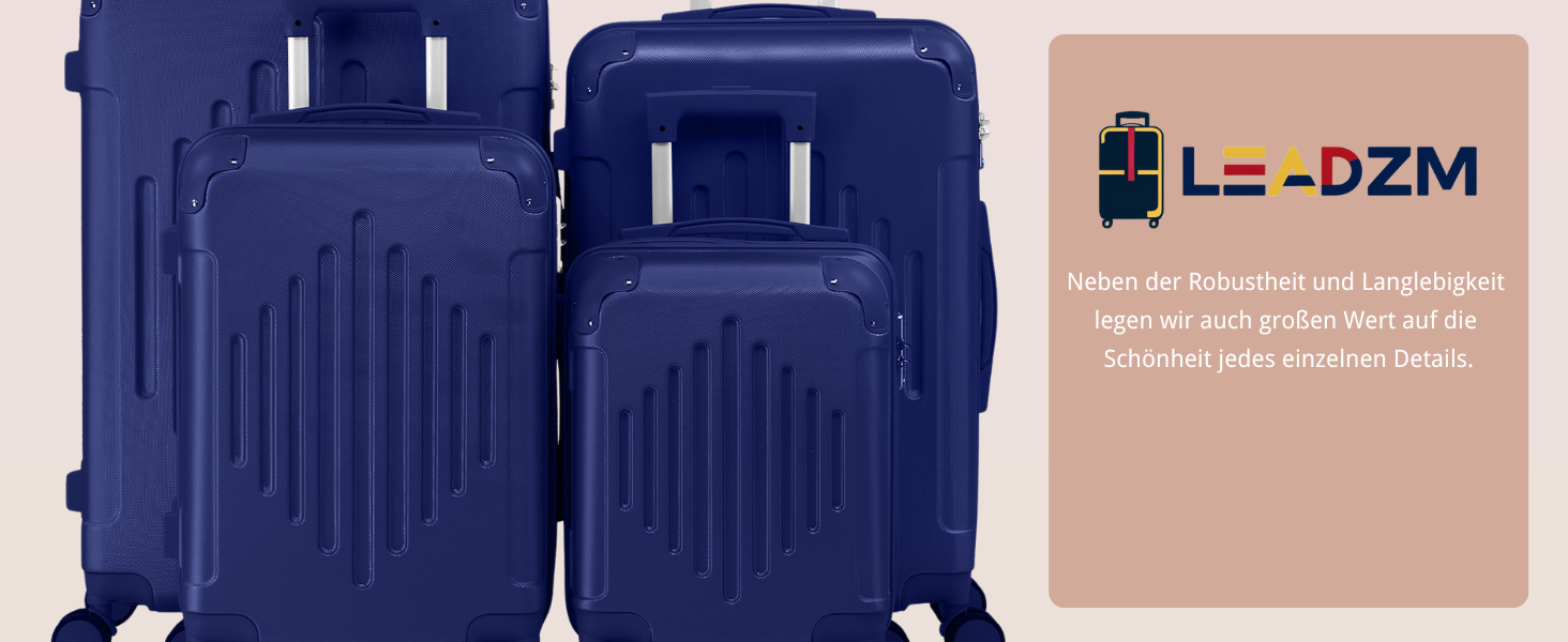 Набір валіз LEADZM 4 шт. з ABS, жорсткий кейс-ролер з телескопічною ручкою, ручна поклажа (темно-синій)