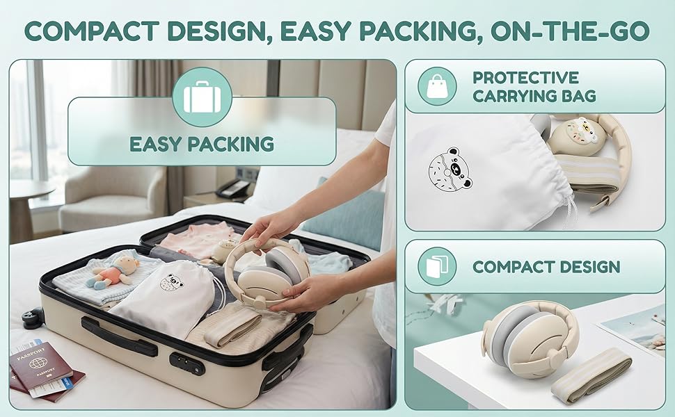 Навушники для захисту вух дітей, 0-4 роки, 25dB – регульовані, з неслизьким обручем, для літака, свят та подорожей