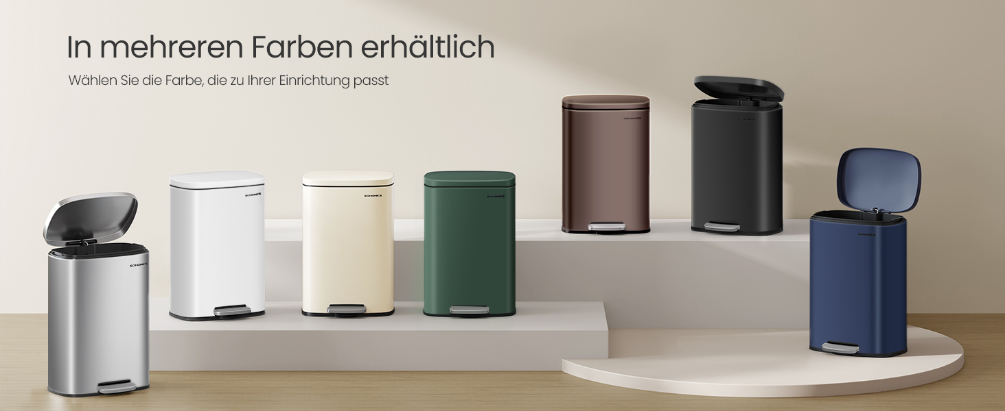 Відро для сміття SONGMICS 50 л, з педальним механізмом, сталеве, з м'яким закриттям, для кухні (Vintage Green)