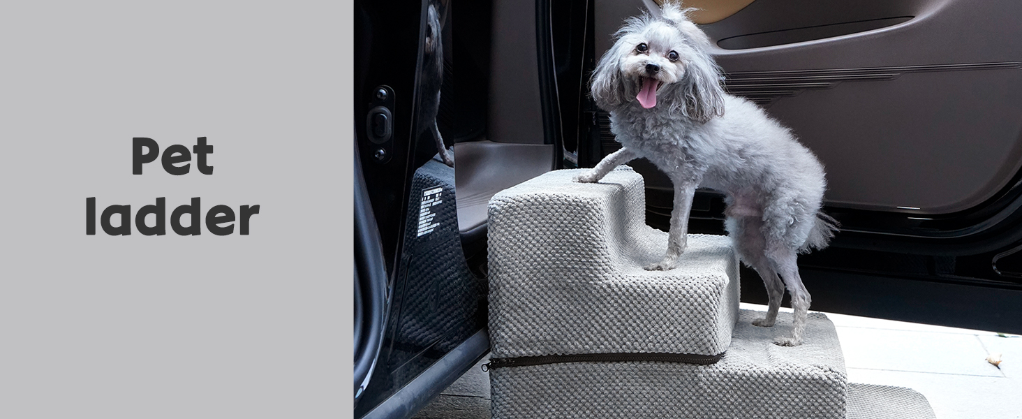 Сходинки для собак маленьких порід, 4 сходинки, 44 см, знімні, миючіся, з м'якого пінополіуретану, антиковзні, для ліжка/дивану/автомобіля