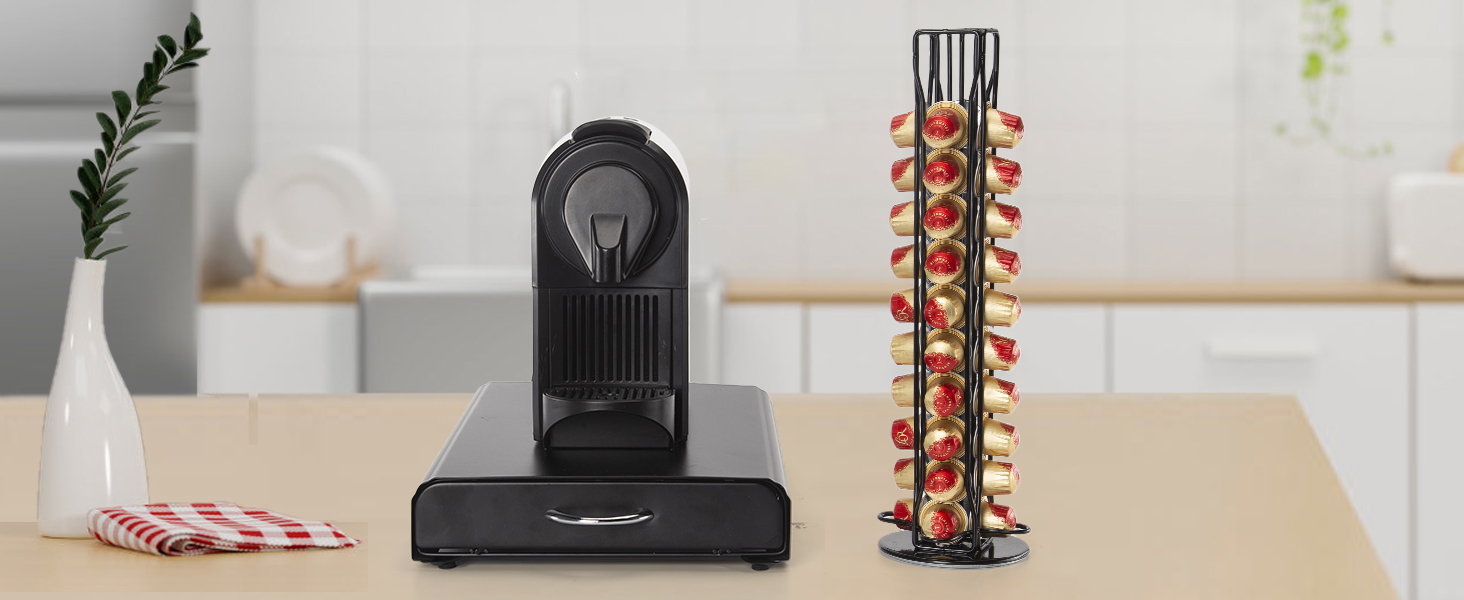 Тримач для капсул Nespresso SYSYLY, органайзер на 60 капсул, металевий, чорний
