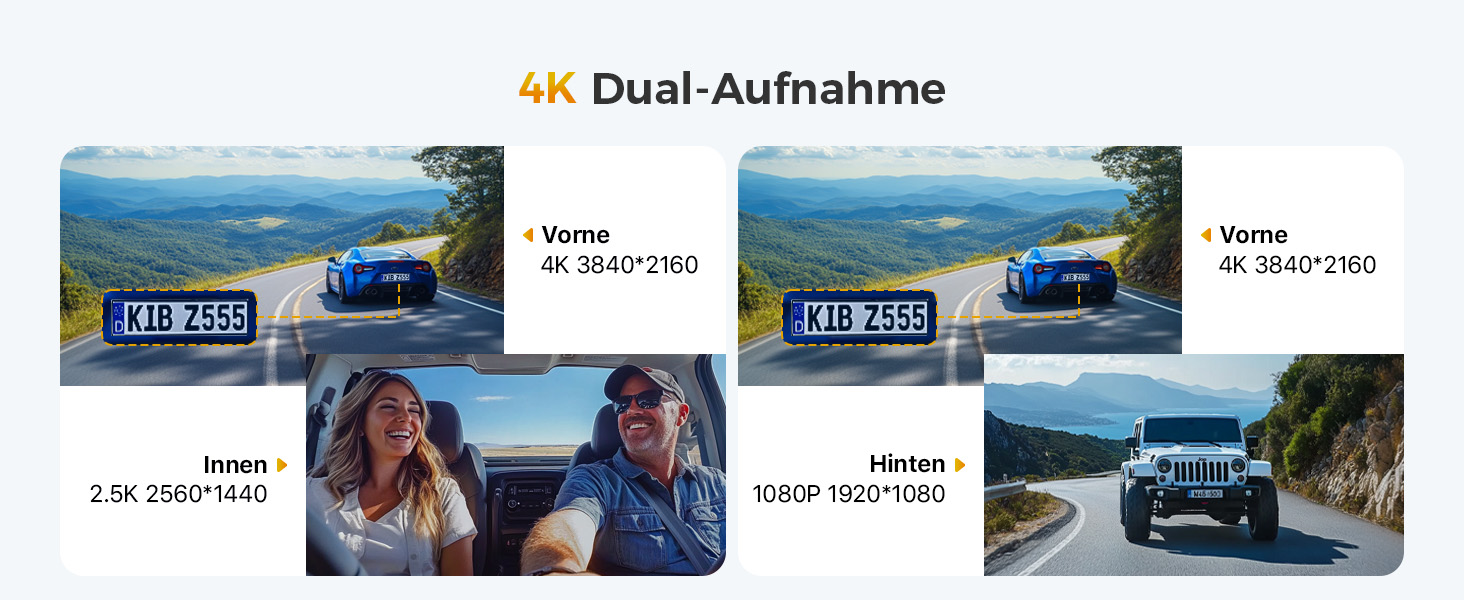 Відеореєстратор GKU 3-камерний, 4K+1080P+1080P, GPS, WiFi, IPS-дисплей 3