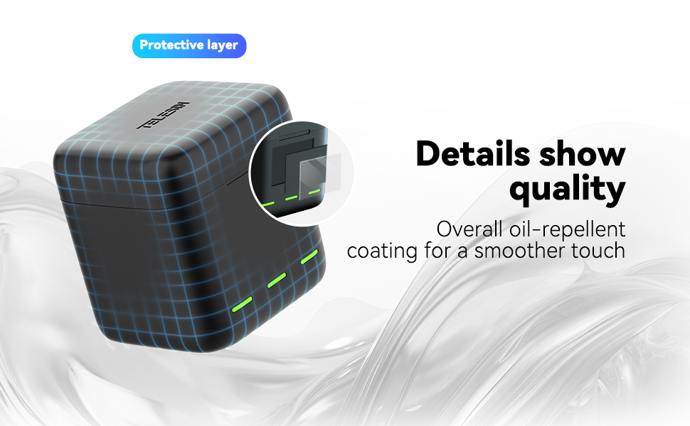 Акумулятори TELESIN Enduro 2 шт. з зарядним пристроєм для GoPro Hero 13 Black. Запасні акумулятори, сумісні з оригінальними, з швидкою зарядкою. Комплект: 2 акумулятори + 1 зарядний пристрій