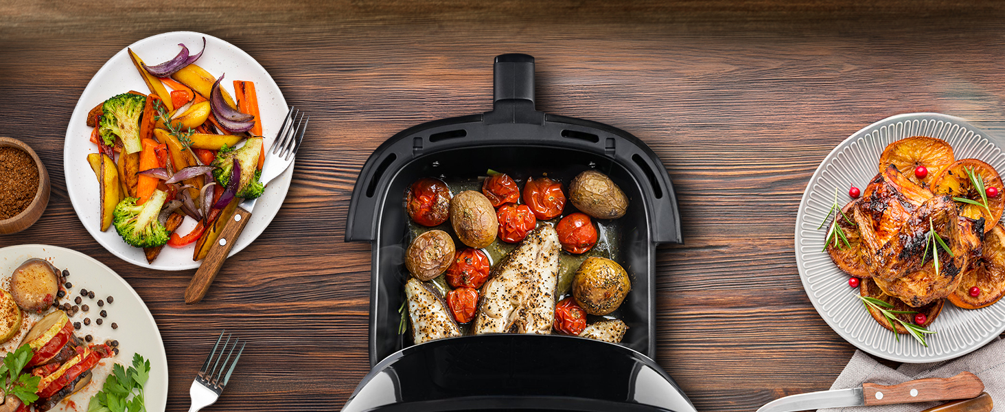 Аерофритюрниця Extralink 4.2L, 1400W з 10 функціями приготування, LED-сенсорний екран, економія енергії, 90% менше жиру