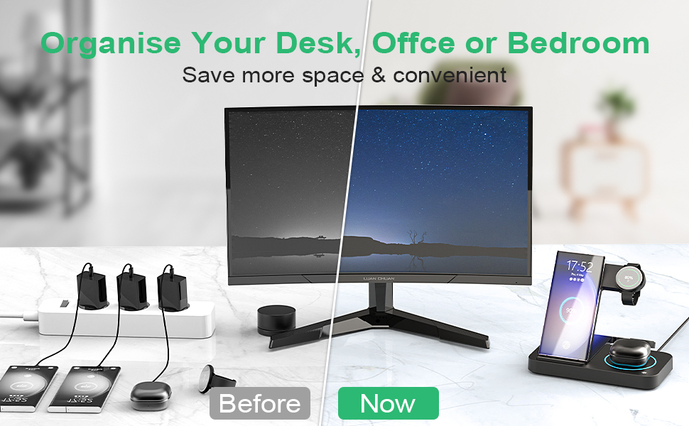 Бездротова зарядка 3-в-1 для Samsung Galaxy: годинники, смартфони, навушники