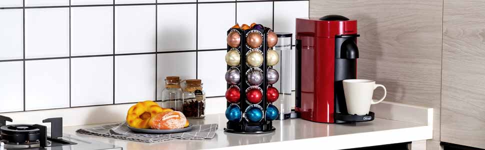 Тримач для капсул кави Bagoo Karussell для Nespresso Vertuo Line з центральним сховищем для додаткових капсул Nespresso Vertuo (40+)