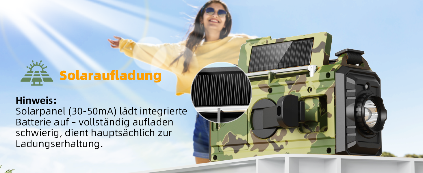 Радіо Roxicosly на ручному привіді, радіо екстреного зв'язку з Power Bank, AM/FM/SW радіо, ручне радіо та радіо 5-ти режимів з приймачем на весь світ. Як ліхтарик та зарядний пристрій, для активного відпочинку, кемпінгу, походів (Зелений камуфляж, 12000mAh)