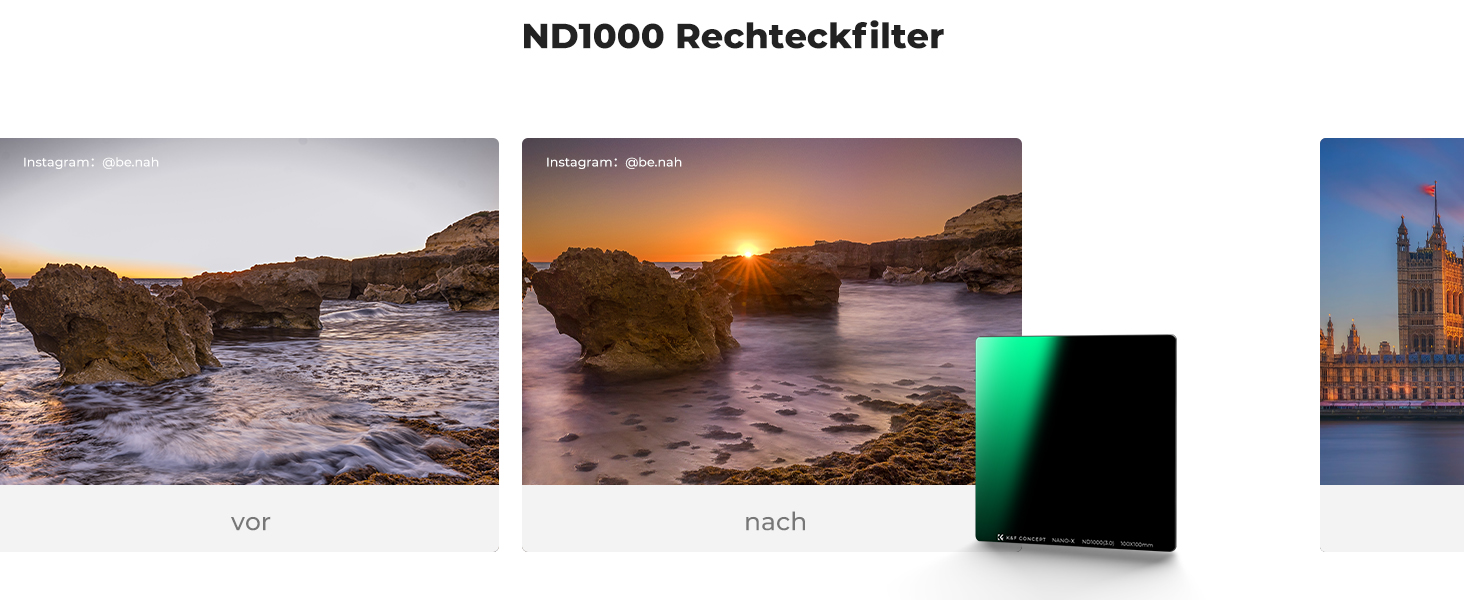 Набір фільтрів K&F Concept Nano-X: квадратний фільтр, ND1000, фільтр-утримувач, 8 адаптерних кілець