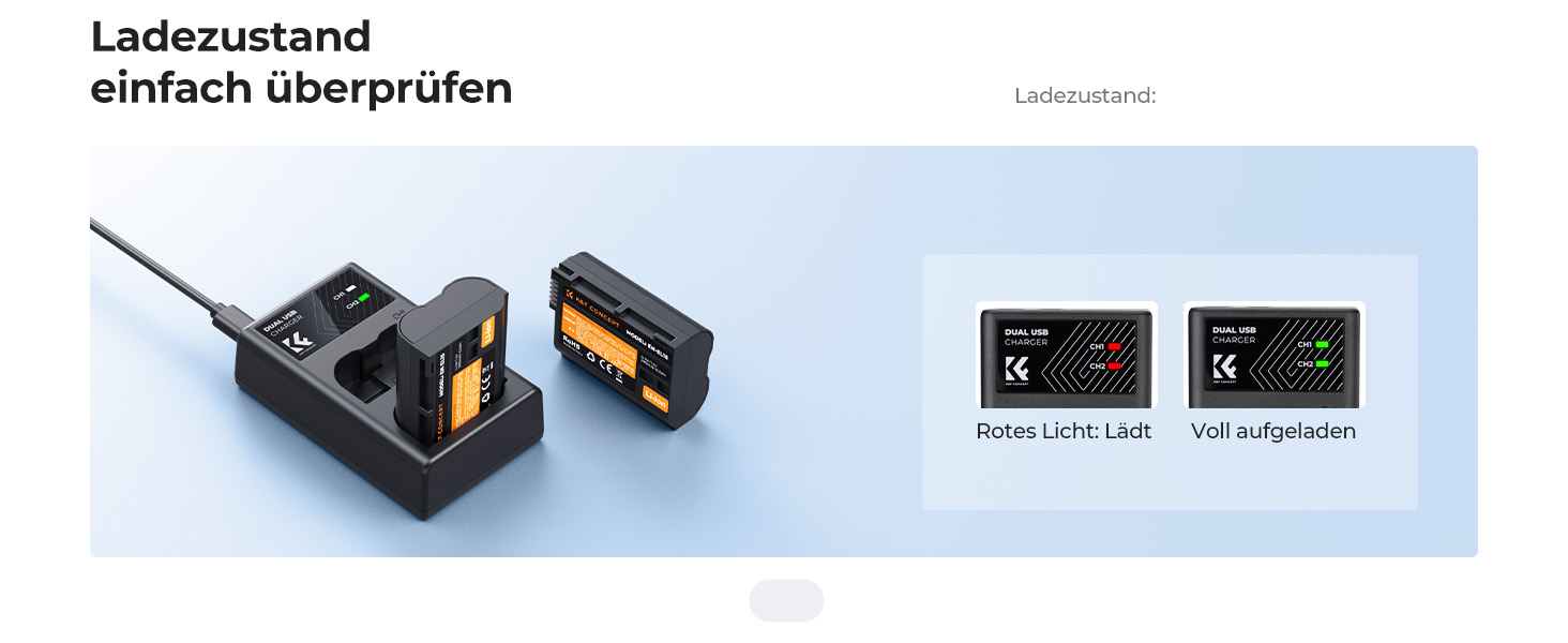 Зарядний пристрій для акумулятора Nikon EN-EL15/EN-EL15a/EN-EL15b з подвійним слотом K&F CONCEPT, Micro USB та Type-C, швидка зарядка для Nikon D7000, D7100, D7200, D750, D850, D810, D800, D800E, D610, D600, D500