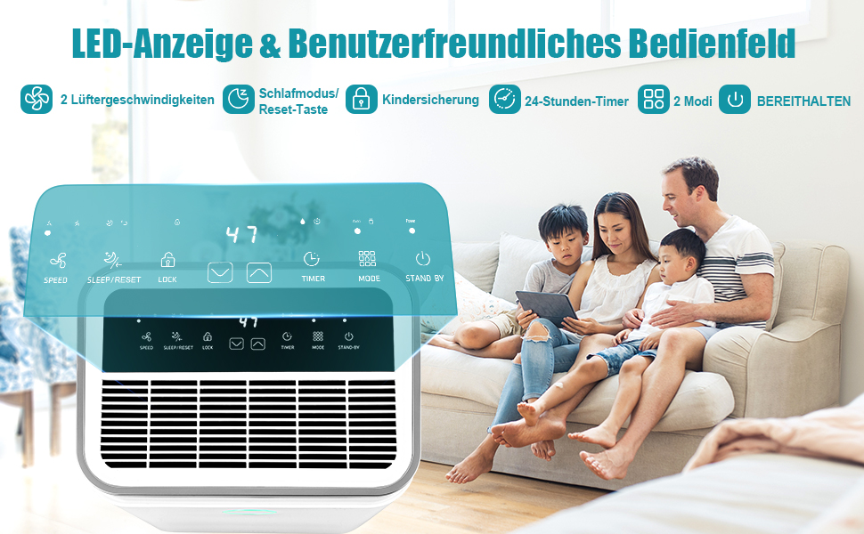 Відбійник повітря COSTWAY з 4 режимами, 5л резервуар для води, таймер 24 години, шланг для зливу, LED-дисплей, для приміщень до 250м³ (100м²), 25л/день