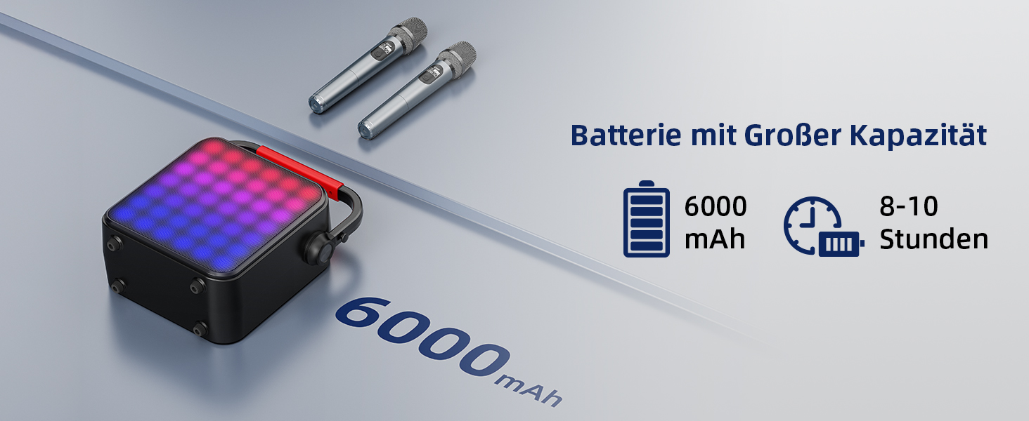 Караоке Машина з 2 мікрофонами, Bluetooth, PA Система з FM, USB, TF, AUX, Ехо, Регулювання Bass/Treble, Чорний