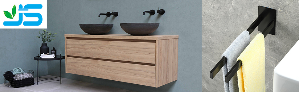 Тримач для рушників настінний з нержавіючої сталі, без свердління, подвійний, для ванної кімнати та кухні, срібний (чорний, двозахватний)