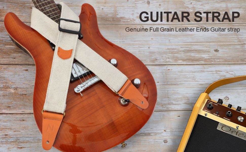 Гітарний ремінь Nefelibata: м'який, з кашеміру, повноекошкіряний. Для бас-, електро- та акустичної гітари. З кнопкою, замками та медіатором. Кремовий та білий твід