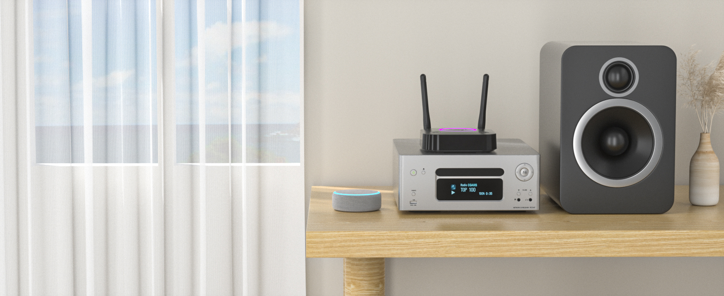 1Mii Bluetooth 5.1 Аудіо Адаптер з Низькою Затримкою aptX, 3D Surround, для Підсилювачів, Ламп, RCA AUX, Оптичний, Коаксіальний