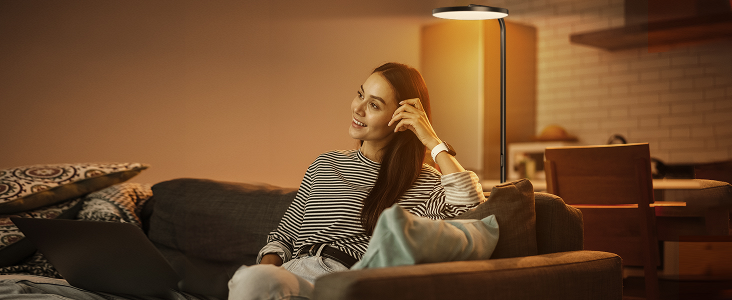 Стельова лампа SIBRILLE 36W з регулюванням яскравості, LED, для вітальні, спальні, офісу, чорна