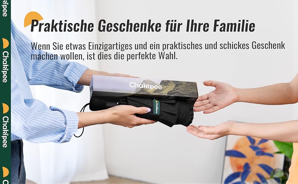 Жовтий парасолька Chakipee Kompakter Reise – великий, стійкий до вітру, автоматичний, для чоловіків та жінок, 105 см розмах, 10 ребер, тканина 210T-Gewebe