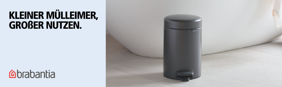 Сміттєвий відер Brabantia NewIcon для ванної кімнати з педаллю та кришкою, 3 л, сірий (Confident Grey)