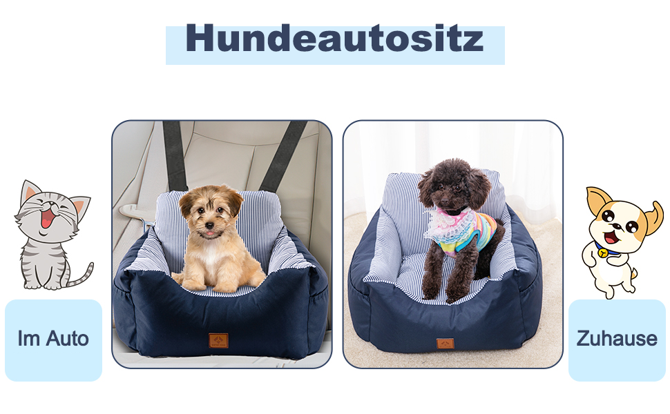 Автомобільний лежак для собак, миючий, стійкий до плям, синій, середній. Зберігання та супер м'яка бавовна PP. Безпечний та зручний для собак.