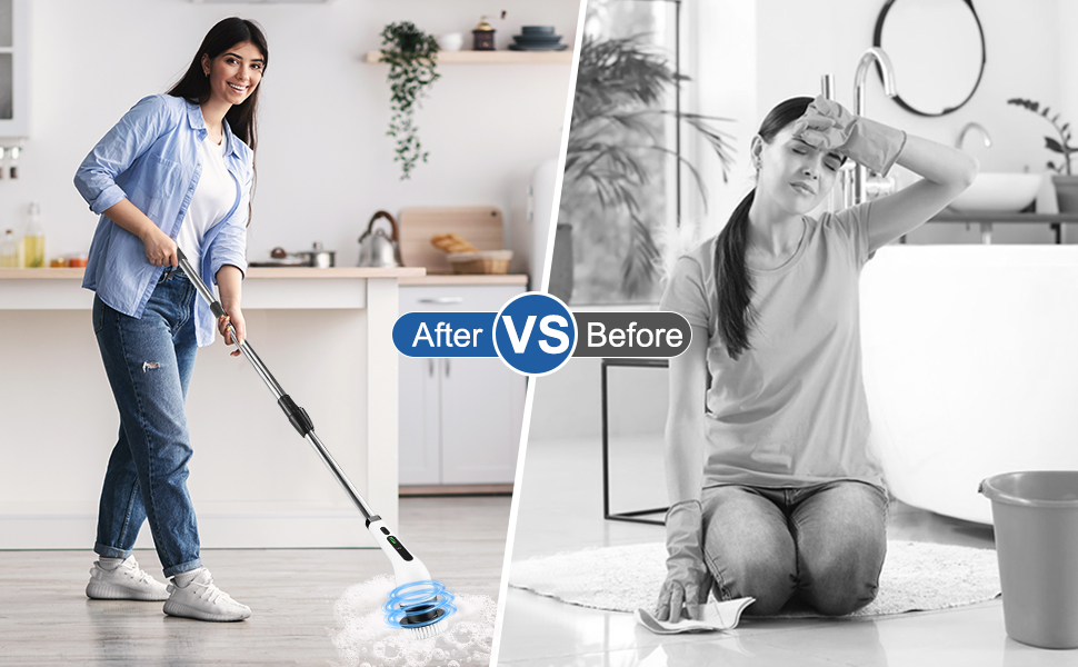 Електрична ротаційна щітка для прибирання будинку, набір з акумулятором, для ванної кімнати, з 7 змінними насадками, скребок для плитки, пристрій з регульованою ручкою, для підлоги та авто