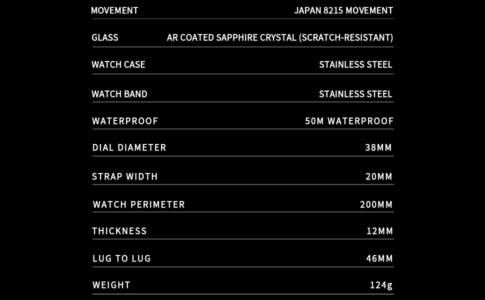 Годинник CADISEN Automatik для чоловіків: механічний годинник з сапфіровим склом та сталевим браслетом